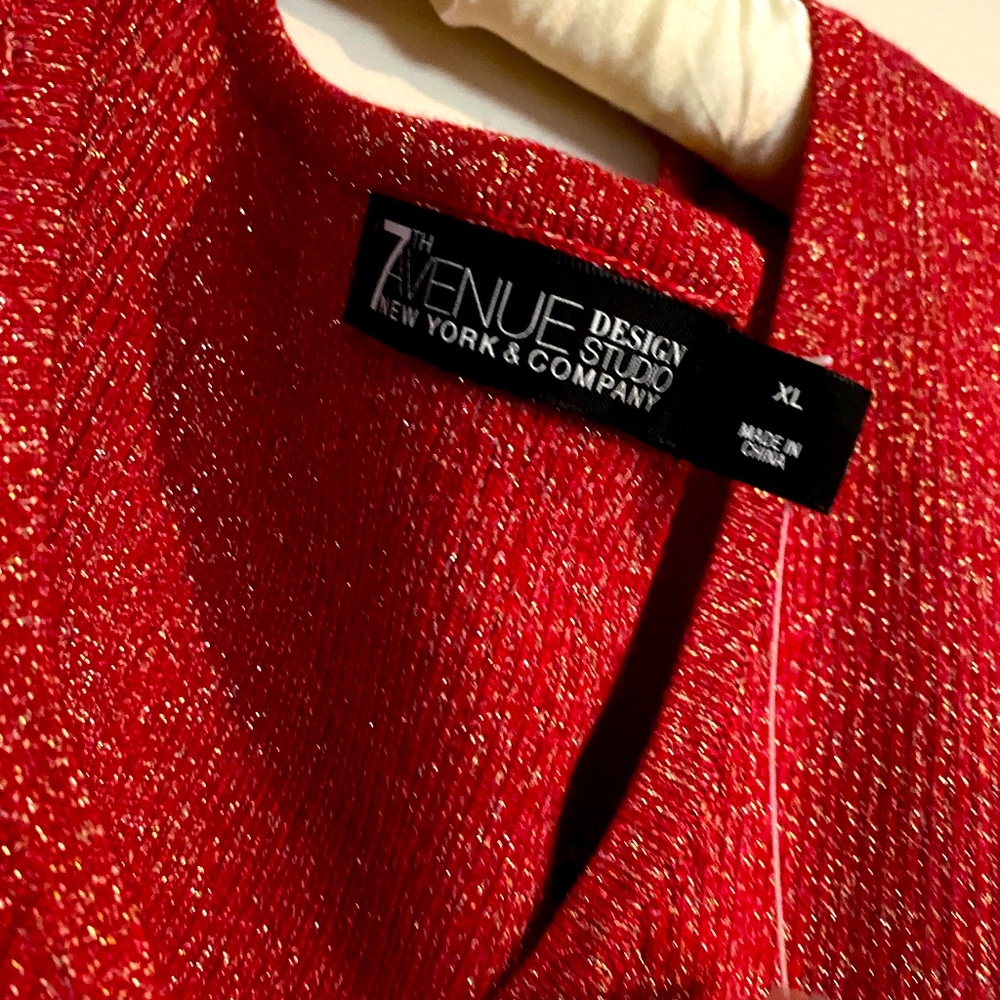 Brand new NEW YORK & co. - red - gold sparkle sweater with bell sleeves